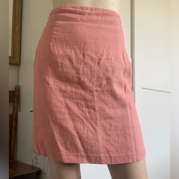 Vintage pink linen mini skirt - Picture 3 of 4